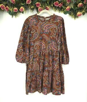a.n.a A New Approach Paisley Ruffle Tier Dress Size 1X NWT
